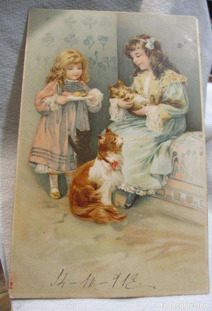 Postales: 5 POSTALES ANIMALES Y NI&Ntilde;OS. CIRCULADAS - Foto 3