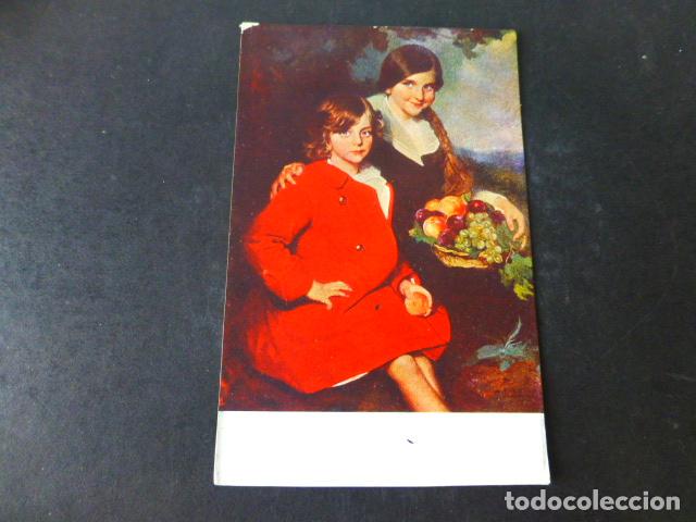 Postales: NI&Ntilde;AS CON FRUTAS POSTAL CROMOLITOGRAFICA - Foto 1