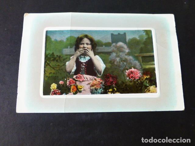 Postales: NI&Ntilde;A CON FLORES POSTAL - Foto 1