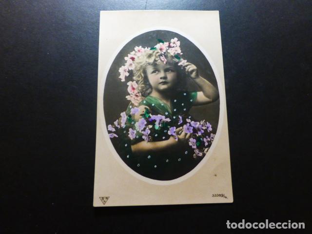 Postales: NI&Ntilde;A CON FLORES POSTAL - Foto 1