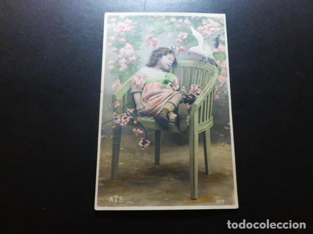 Postales: NI&Ntilde;A DORMIDA Y PALOMA POSTAL - Foto 1