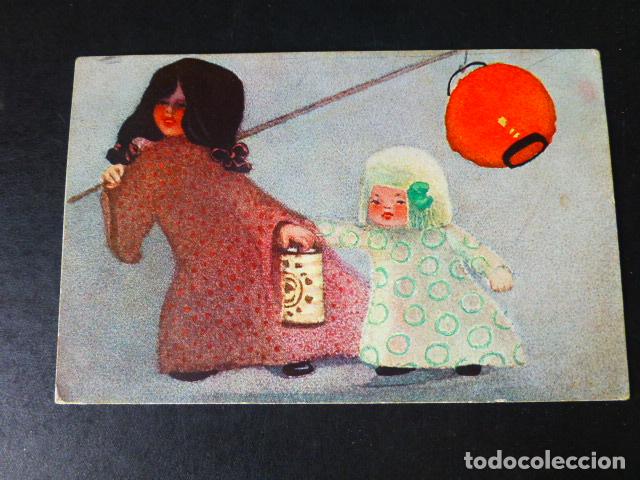 Postales: NI&Ntilde;AS CON FAROLILLOS POSTAL - Foto 1