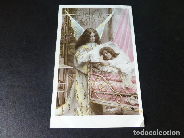 Postales: NI&Ntilde;A CON ANGEL DE LA GUARDA POSTAL - Foto 1