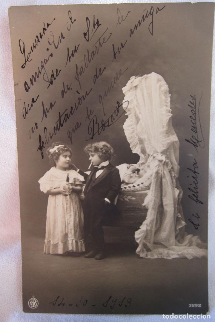 Postales: POSTAL ANTIGUA. NI&Ntilde;OS PEQUE&Ntilde;OS PAPAS. CIRCULADA. 1913. 14 X 9 CM,