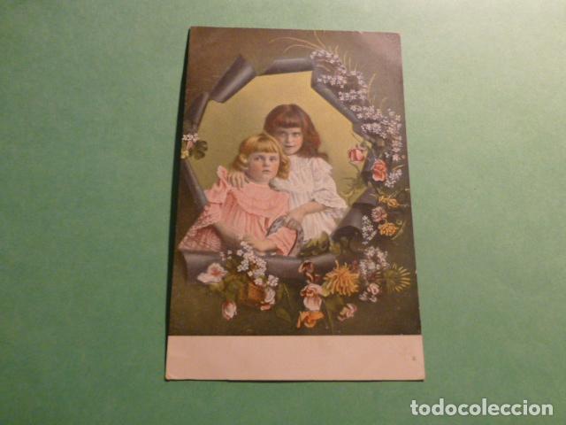 Postales: NI&Ntilde;AS CON FLORES POSTAL - Foto 1