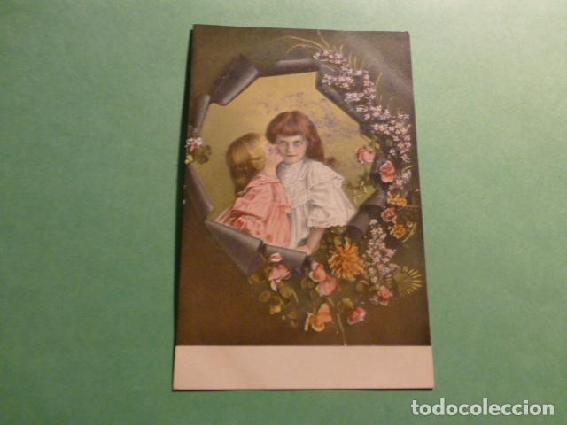 Postales: NI&Ntilde;AS CON FLORES POSTAL - Foto 1
