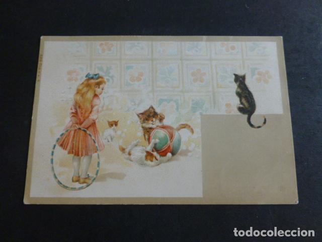 Postales: NI&Ntilde;A CON GATOS POSTAL - Foto 1