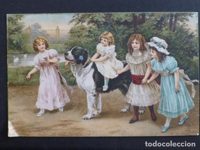 Postales: NI&Ntilde;AS CON PERRO POSTAL - Foto 1
