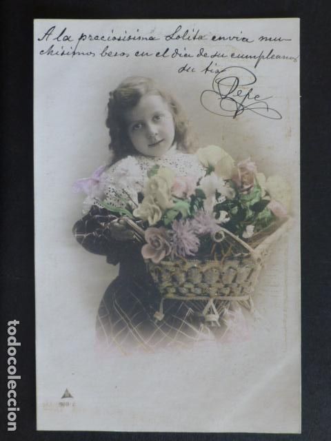 Postales: NI&Ntilde;A CON FLORES POSTAL - Foto 1