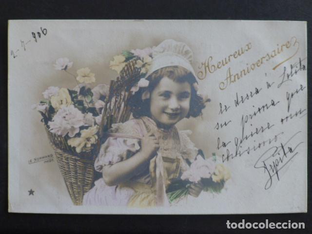 Postales: NI&Ntilde;A CON FLORES POSTAL - Foto 1