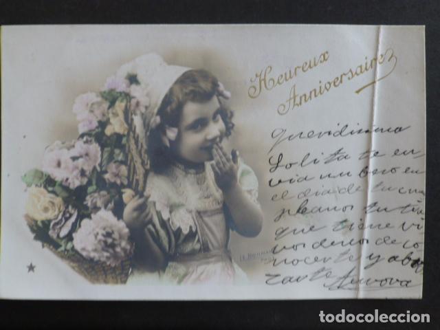 Postales: NI&Ntilde;A CON FLORES POSTAL - Foto 1