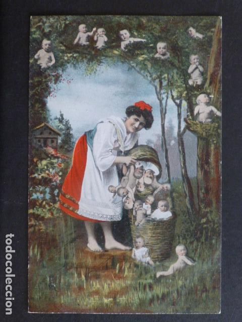 Postales: MUJER CON BEBES POSTAL - Foto 1