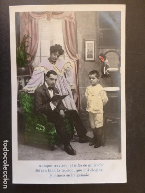 Postales: NI&Ntilde;O RECITANDO LECCION POSTAL - Foto 1