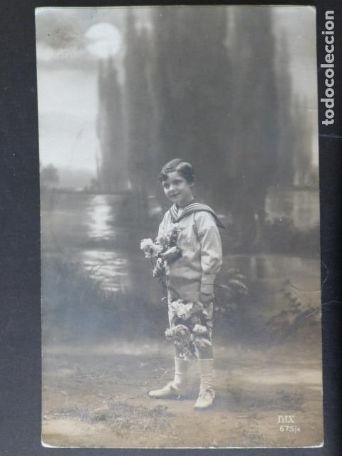 Postales: NI&Ntilde;O CON FLORES POSTAL - Foto 1