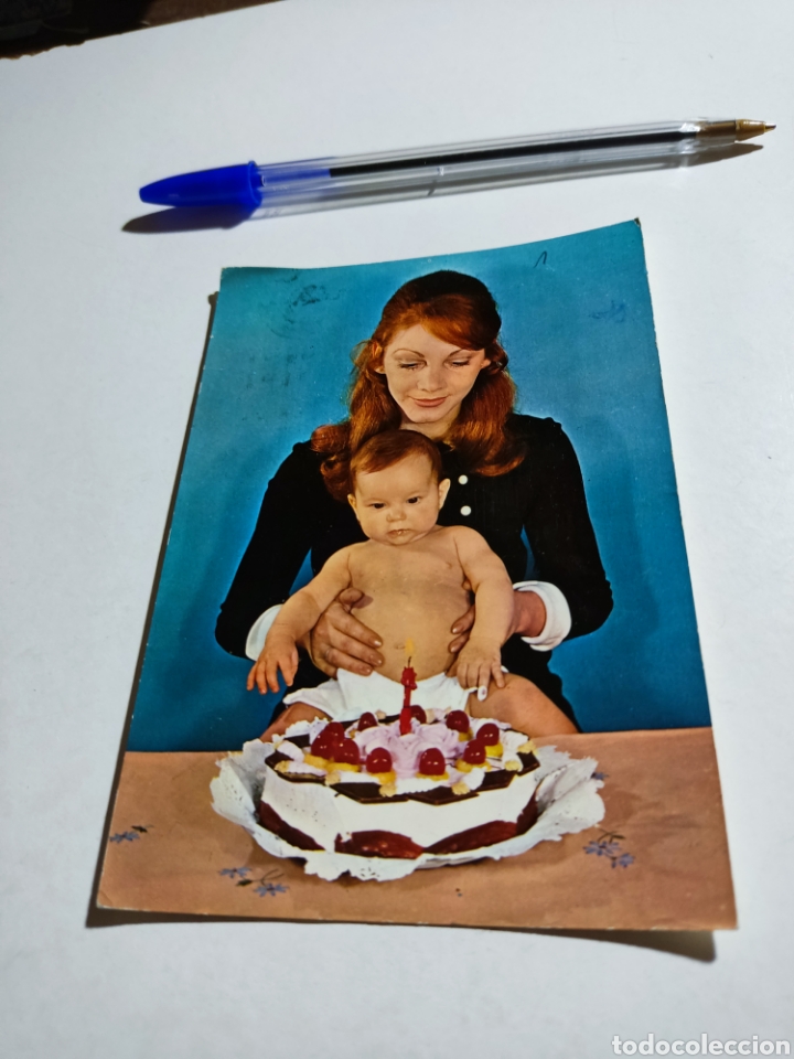 Postales: Postal mujer ni&ntilde;o pastel - Foto 1