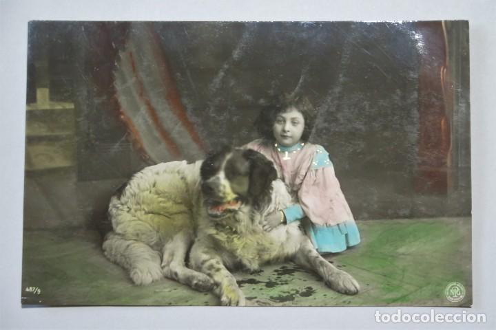 Postales: POSTAL. NI&Ntilde;A CON PERRO. NGP. 487/9 - Foto 1