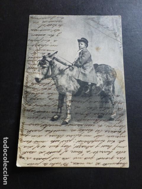 Postales: NI&Ntilde;O Y BURRO POSTAL - Foto 1