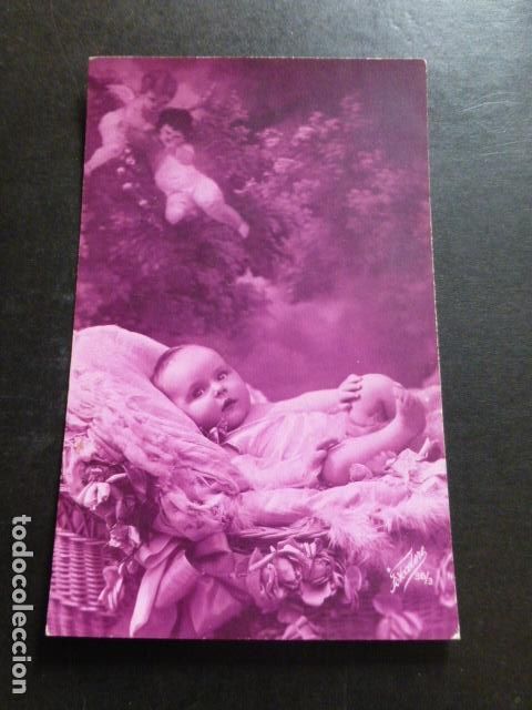 Postales: NI&Ntilde;O EN CESTA POSTAL - Foto 1