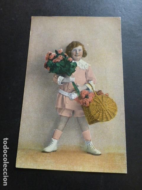 Postales: NI&Ntilde;A CON FLORES POSTAL - Foto 1