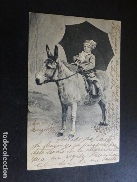 Postales: NI&Ntilde;O Y BURRO POSTAL - Foto 1