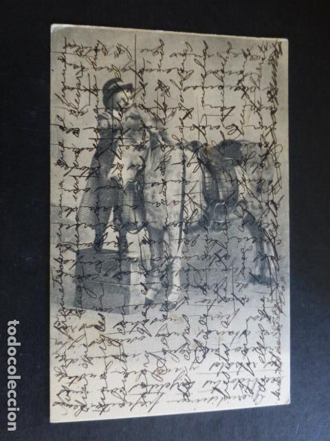 Cartoline: NI&Ntilde;O CON BURRO POSTAL