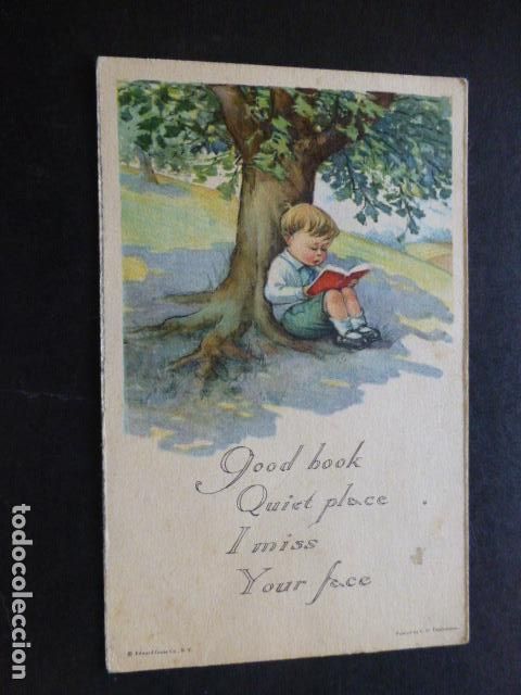 Postales: NI&Ntilde;O LEYENDO POSTAL - Foto 1
