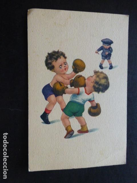 Postales: NI&Ntilde;OS BOXEADORES POSTAL - Foto 1