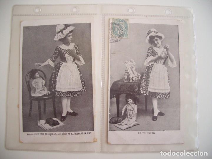 Postales: Dos postales circuladas de ni&ntilde;a con mu&ntilde;eca - Foto 1