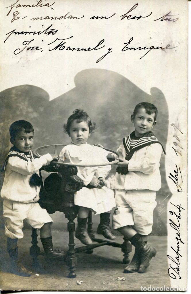 Postales: NI&Ntilde;OS CON UN ARO-A&Ntilde;O 1907 - Foto 1