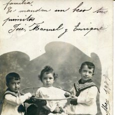 Postales: NIÑOS CON UN ARO-AÑO 1907