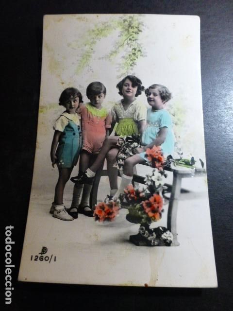 Postales: NI&Ntilde;OS CON FLORES POSTAL - Foto 1