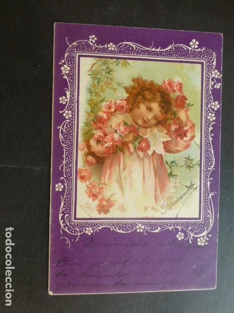 Postkarten: NI&Ntilde;A CON FLORES POSTAL