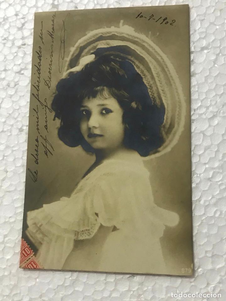 Postales: POSTAL CIRCULADA Y ESCRITA NI&Ntilde;A 1902 - Foto 1