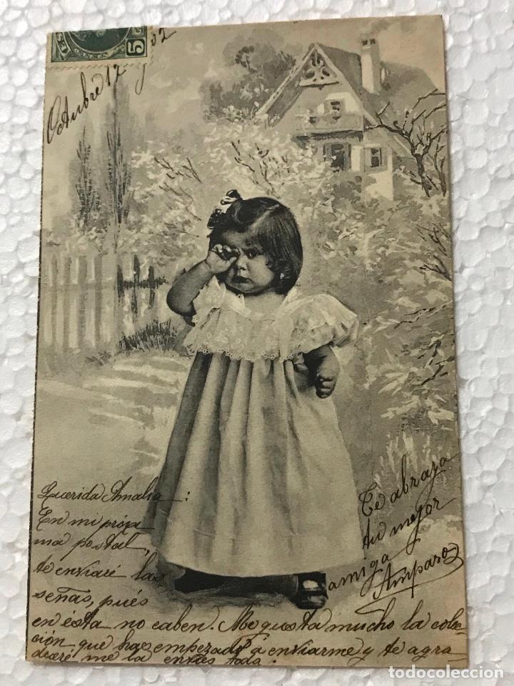 Postales: POSTAL CIRCULADA Y ESCRITA NI&Ntilde;A 1902 - Foto 1