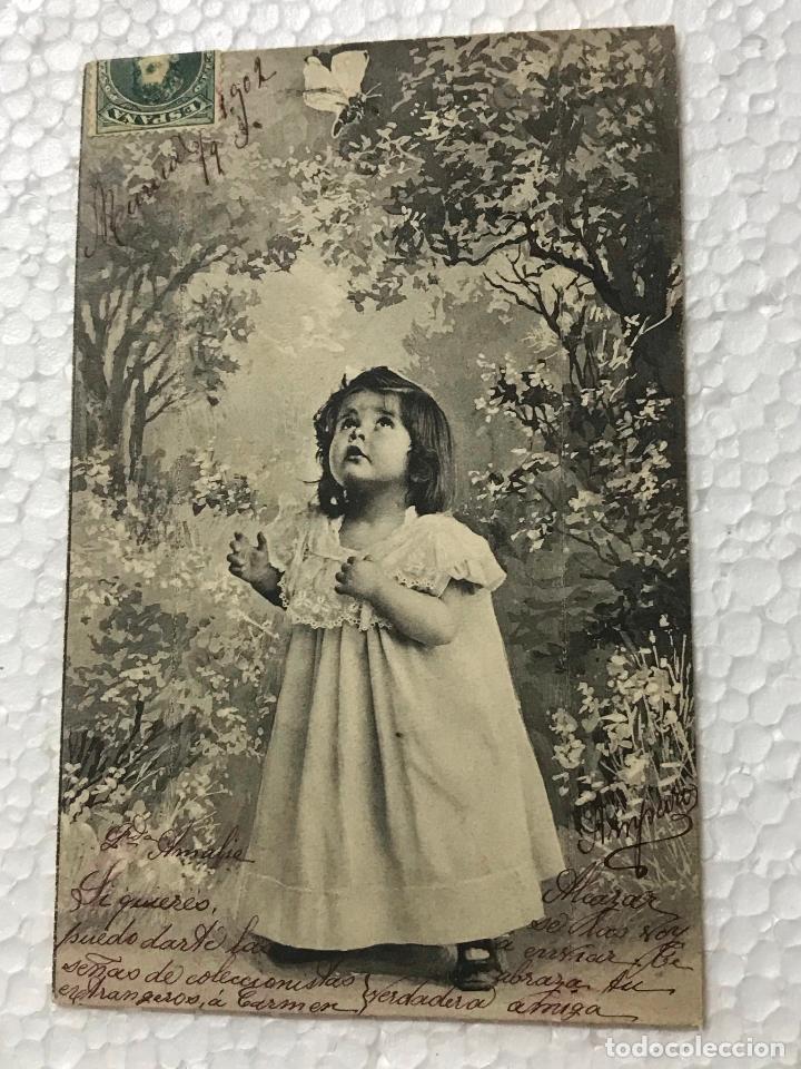 Postales: POSTAL CIRCULADA Y ESCRITA NI&Ntilde;A 1902 - Foto 1