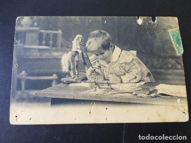 Postales: NI&Ntilde;O ESCRIBIENDO POSTAL - Foto 1