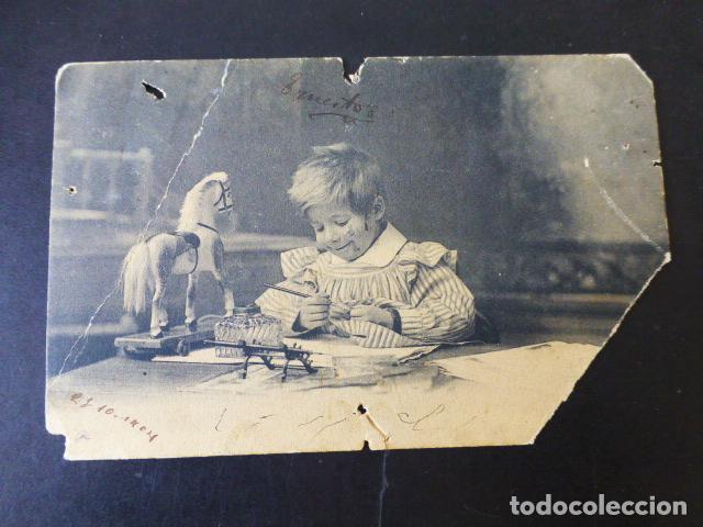 Postales: NI&Ntilde;O ESCRIBIENDO POSTAL - Foto 1