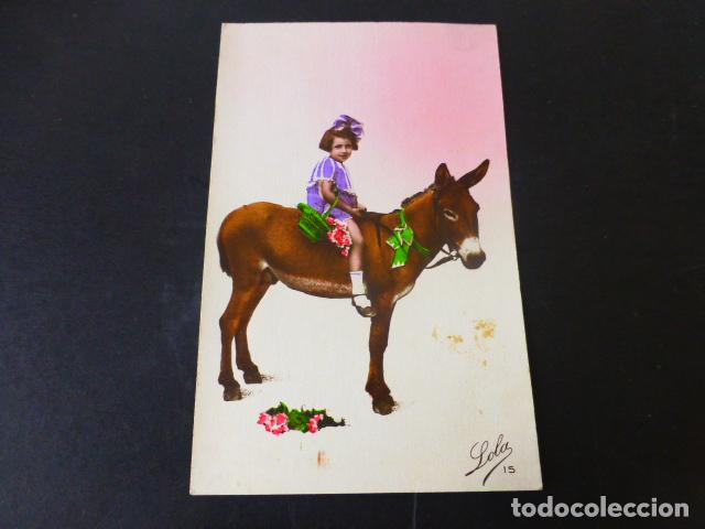 Postales: NI&Ntilde;A EN BURRO POSTAL - Foto 1