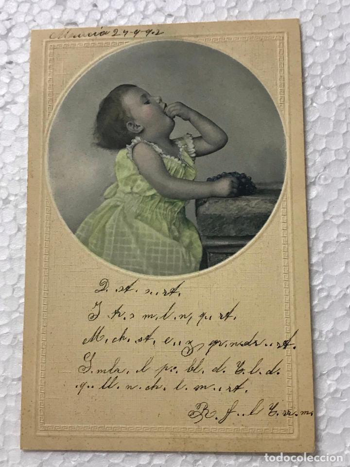 Postales: postal escrita y circulada 1902 NI&Ntilde;A BEBE - Foto 1