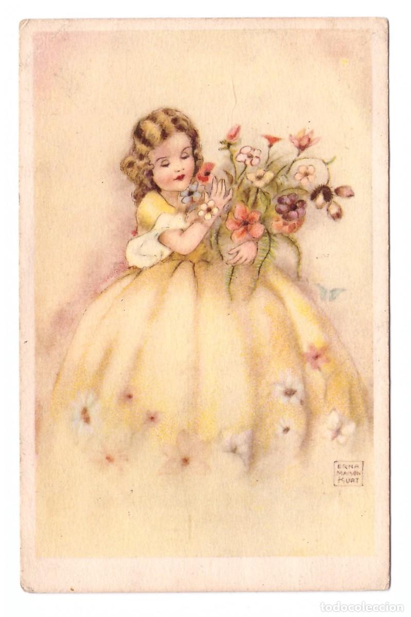 Postales: NI&Ntilde;A CON RAMO DE FLORES // SIN CIRCULAR - Foto 1