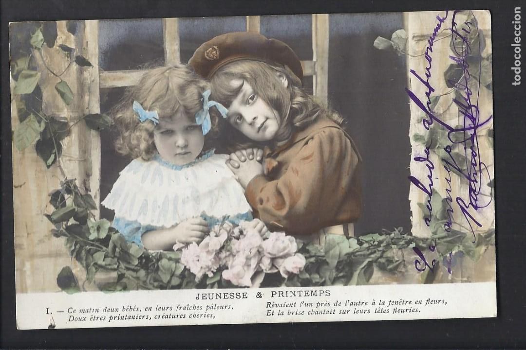 Postkarten: Tarjeta postal ni&ntilde;os escrita con sello. 1905