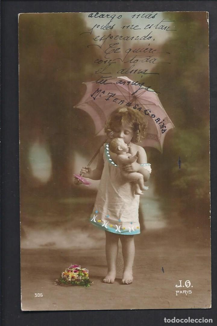 Postales: Tarjeta postal ni&ntilde;os escrita . Con mu&ntilde;eca. - Foto 1