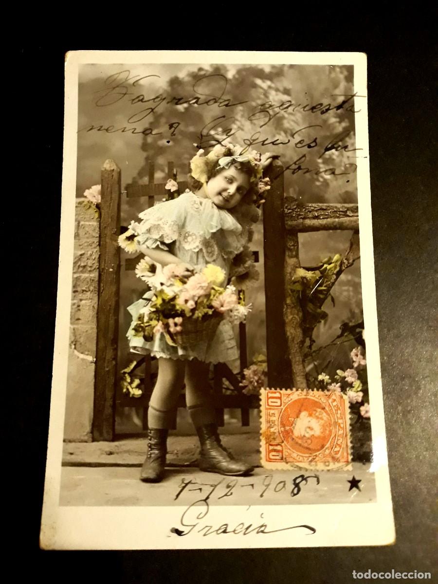 Postales: Antigua Postal Escrita y Sellada 1908 - Foto 1