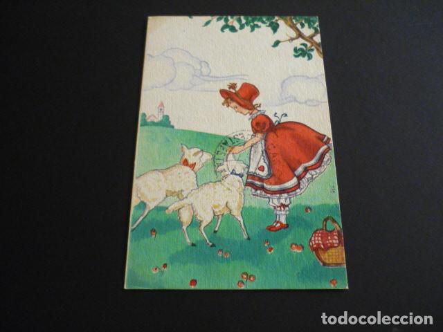 Postales: NI&Ntilde;A CON OVEJAS POSTAL - Foto 1