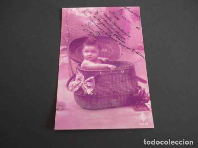 Postales: NI&Ntilde;O EN CESTA POSTAL - Foto 1
