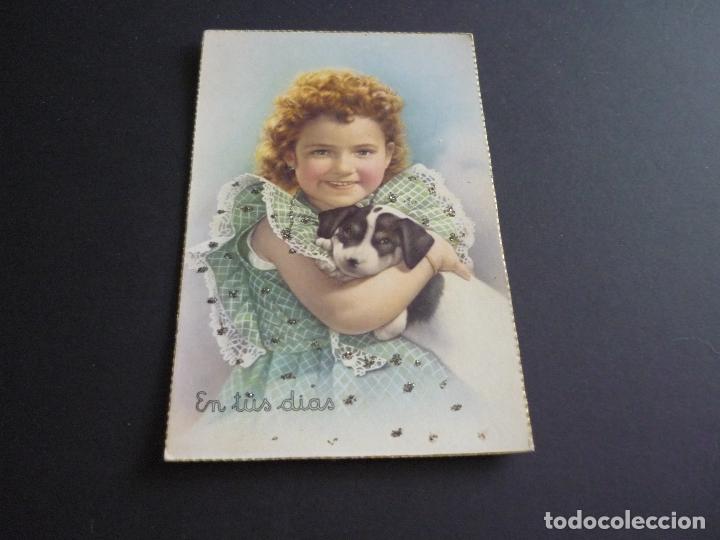 Postales: NI&Ntilde;A CON PERRO POSTAL - Foto 1