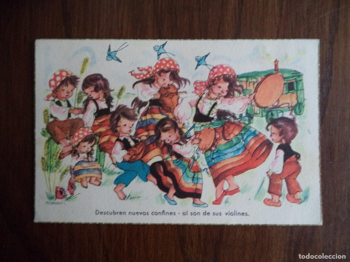 Postales: Postal dibujada ni&ntilde;os zingaras /os - Foto 1