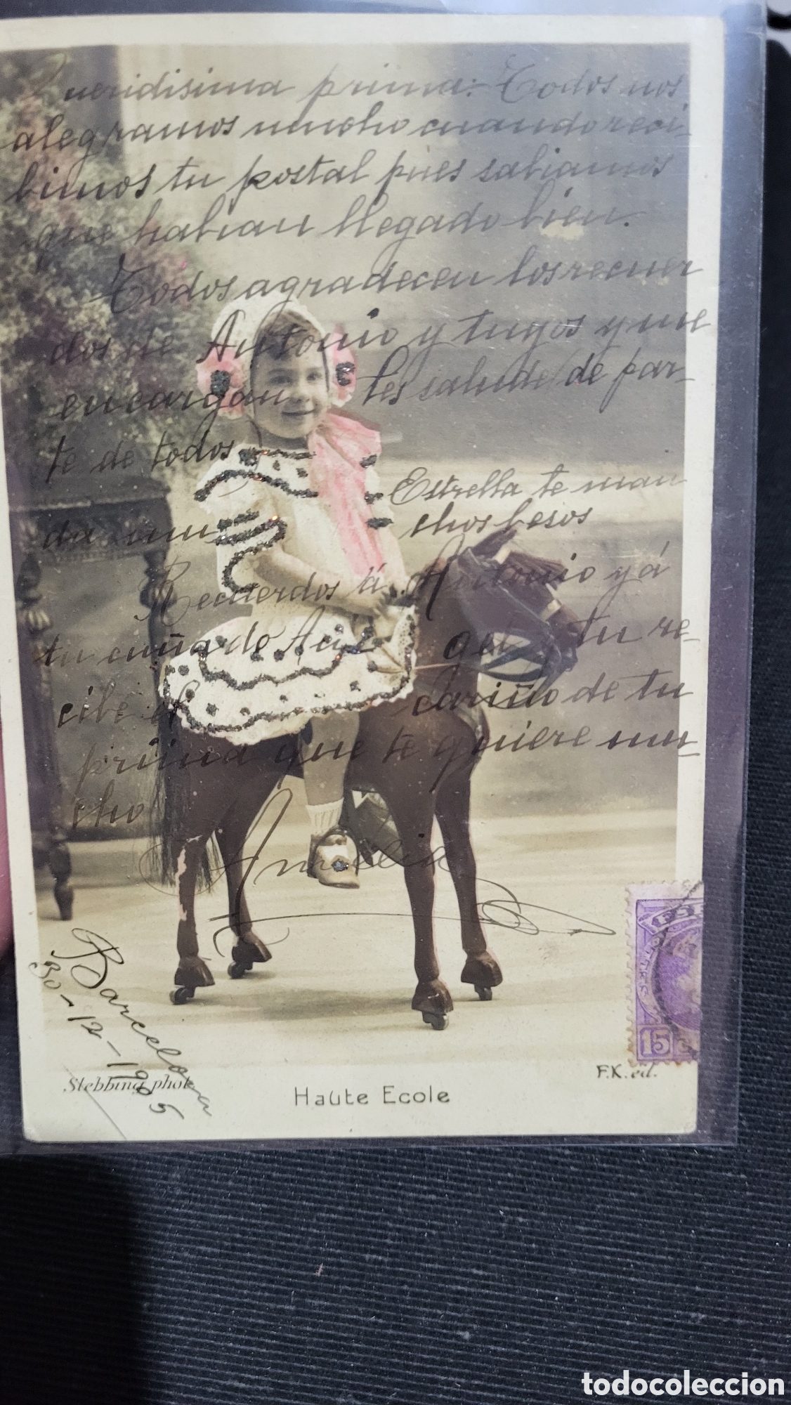 Postales: Tarjeta Postal usada con purpurina - Foto 1