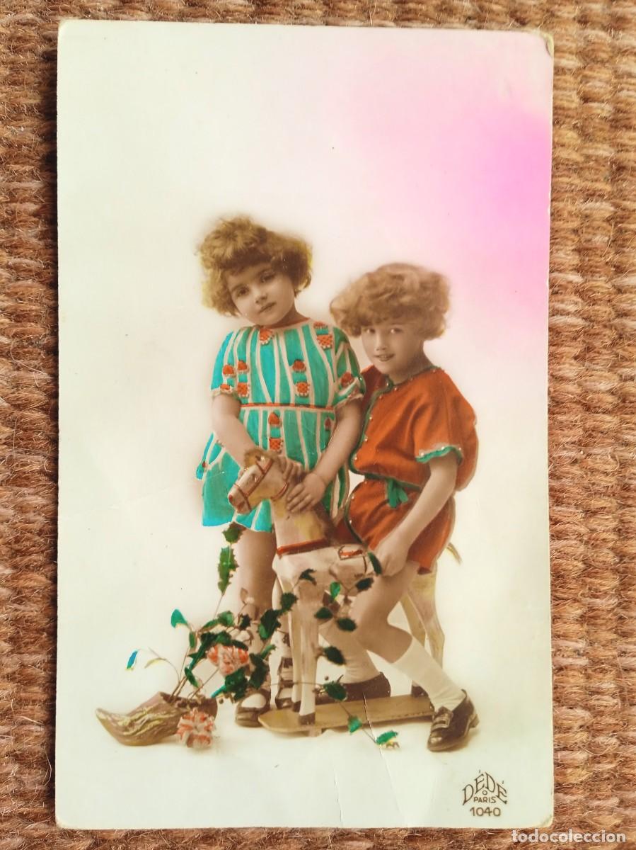 Postales: NI&Ntilde;OS CON CABALLO DE JUGUETE - Foto 1