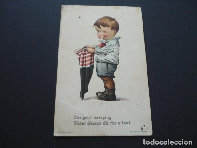 Postales: NI&Ntilde;O CON CALCETIN POSTAL - Foto 1